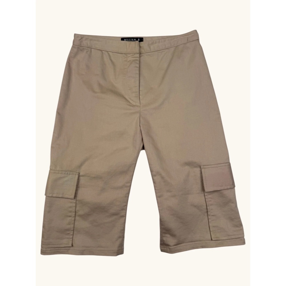 William B Tan Khaki Cargo Shorts Size 2 Cotton Blend Knee Length Made in USA
